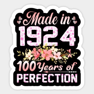 Made In 1924 100 Years Of Perfection 100Th Birthday Sticker